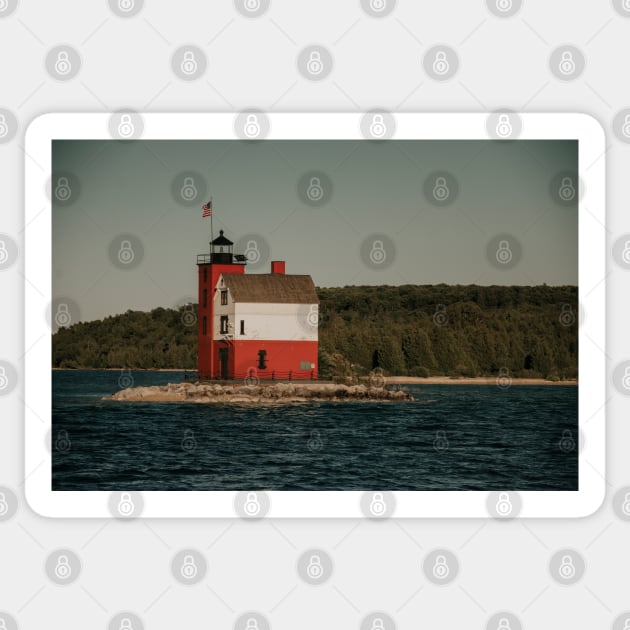 Round Island Light Sticker by LindsayVaughn